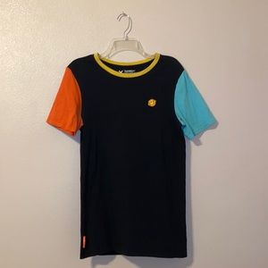 Dutch Bros Starter Black Tee with Orange and Blue Sleeves